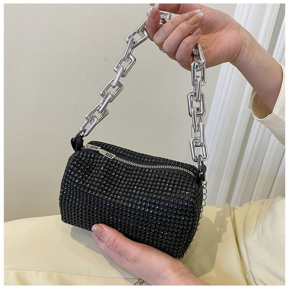 NEW CRYSTAL RHINESTONE CROSS-BODY BAG WOMEN'S RHINESTONE EVENING BAG (BLACK)